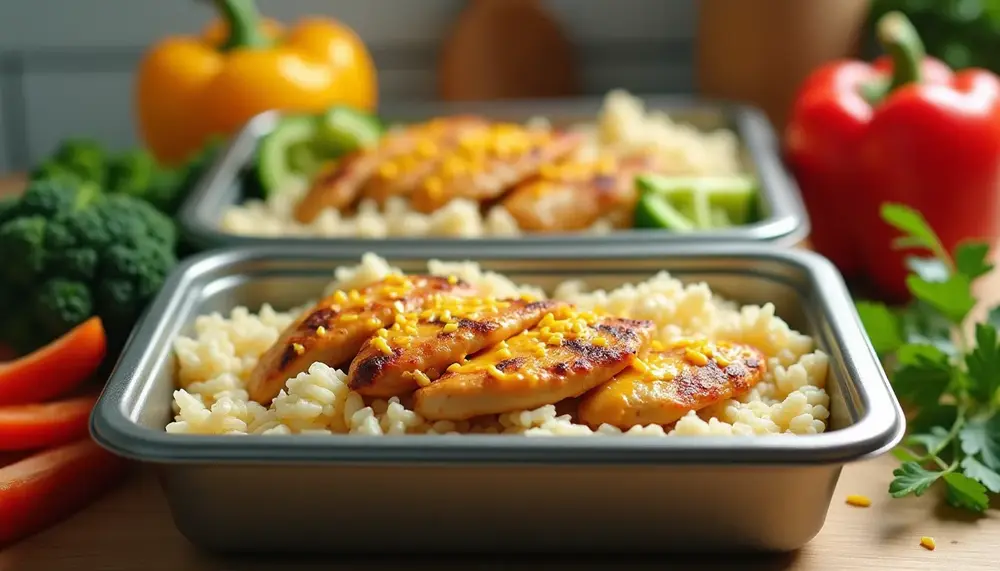 Low Carb Cheesy Chicken and Rice Meal Prep: Genuss für die Woche